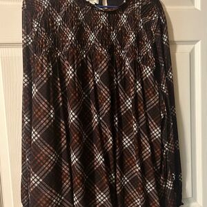 Maurice’s Plaid Sheer Blouse with Lining